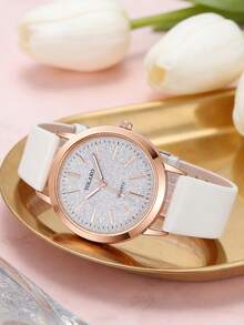 Bộ 5 chiếc đồng hồ nữ thời trang dây thép tròn, mặt tròn đa năng, có thể phối cùng vòng tay, dây chuyền, bông tai và các loại trang sức khác để tạo thành bộ trang sức, phù hợp cho đeo hàng ngày, các sự kiện trang trọng và các dịp khác, là món quà tuyệt vời dành cho phụ nữ. - trắng - Xem 3