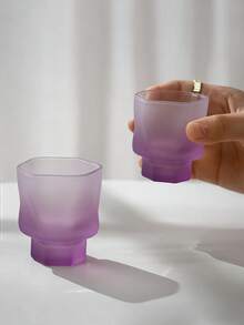 1个迷你扭纹玻璃杯，不对称高品质创意设计茶杯，磨砂表面酒杯，家用茶杯，功夫茶具，派对果汁杯 - 彩色 - 查看 12