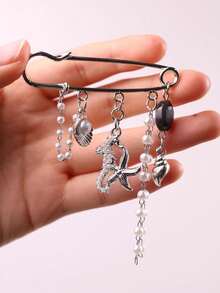 1枚优雅奢华独特复古硬币造型几何流苏胸针，精致配饰，适合商务、正式场合、派对、节日等场合。 - 彩色 - 查看 7