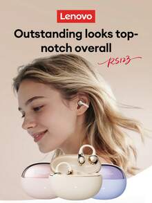 Lenovo RS123 Leather Fashionable Bluetooth Earphones, Bluetooth 6.0, Panoramic Sound, Directional Audio, Long Battery Life, ENC Call Noise Cancellation, Low Latency Gaming Mode, Open-Ear Wireless Earphones For Sports & Cycling, Elegant Holiday Gift For Smartphones & Computers - 粉色 - 查看 2