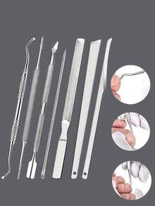 专业嵌甲及厚甲护理套装，包含不锈钢指甲钳、角质层推棒、足锉、便携旅行收纳盒 - 銀色 - 查看 1