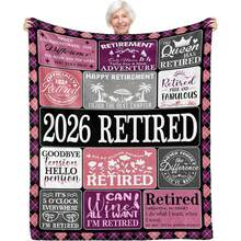Retirement Gifts Blanket For Women 2026, Happy Retirement Gift For Teacher Nurse Coworker, Funny Retired Present Throw For Retirees - 彩色 - 查看 1