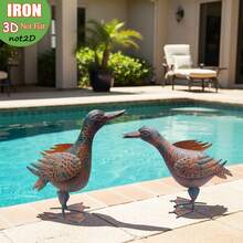 Estátua de Metal de Pato Estilo Vintage para Jardim Externo - Escultura de Jardim Artesanal para Primavera, Verão, Fazenda, Pátio, Quintal, Varanda e Decoração de Beira de Piscina - Presente Único para Dia das Mães, Casamento, Inauguração, Halloween e Natal - Animal - Visão 9