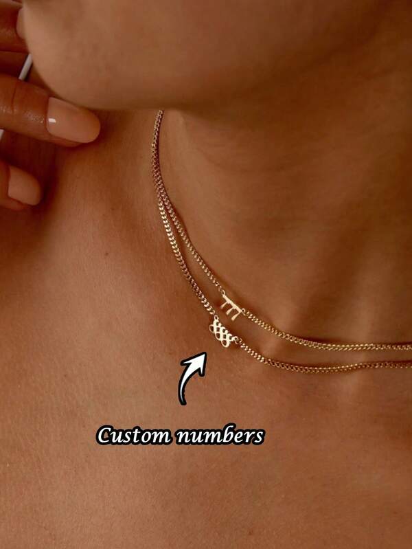 1PC Custom Minimalist Angel Number Necklace, Sterling Silver Lucky Date Necklace, 777 Necklace, Custom Digital Year Necklace, Customizable Lucky Number, Birth Month And More, Cuban Chain, Unisex Necklace For Men And Women, Valentine's Day, Mother's Day, Father's Day, Ramadan, Back To School Season Gifts, Suitable For Personalized Gifts For Her Or Him