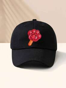 1顶随机儿童棒球帽，可爱冰淇淋造型棒球帽，冰淇淋图案棒球帽，男女通用，刺绣冰淇淋图案棒球帽，卡通刺绣绳结帽，兔子和狐狸帽子，卡通粉丝礼物，周年纪念情人节礼物，夏季沙滩必备儿童配饰 - 彩色 - 查看 6