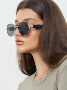 1 Stück unisex geometrische Mode Metall Vintage Polygon Brille, geeignet für den täglichen Gebrauch, Pendeln, Fotografie Dekoration und modische Brillen - Verschiedenfarbig - Übersicht 2