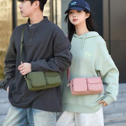 1pc Small Portable Bag, Unisex Design, Casual Outdoor Hiking Messenger Bag With Multiple Pockets, Lightweight, Versatile, Commuting Essential, Hot Selling