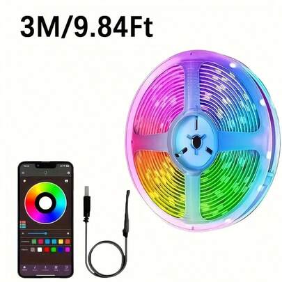 Smart LED Strip Lights With Music Sync, Color Changing Rhythm, Timer And App Control - Ideal For Bedroom, Home Decor And Stage Lighting