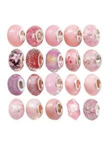 1顆粉色與奶油色樹脂珠,有氣泡及切割表面設計,適用於diy手鏈、項鍊或吊墜,創意diy配飾 - 串珠 - 查看 8