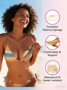 1 Pair Of Double Sided Self-Adhesive Bra Pads Double-Sided Sticky Bra Pads Inserts Ultra Instant Lift Bra Inserts Push Up Bikini Pad For Swimsuit Sports Bra,1 Pair Of Double Sided Self-Adhesive Bra Pads, Chest Pads Adhesive Pads, Reusable Padding Pads, Bra Bikini Invisible Thickened Chest Pads Waterproof For Swimming | 10 Nip Covers Free - 1 Pair (D)+10 Nip Covers - 查看 2