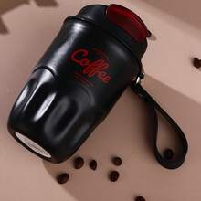 1pc Stainless Steel Coffee Cup With Stylish Design, Carry Strap, Insulated, Gift For Men And Women, Travel Mug - Multicolor - View 5