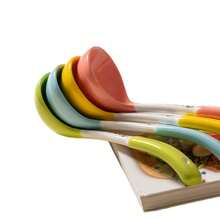 陶瓷汤匙，家用拉面勺，饮汤搅拌粥勺，长柄深圆头可爱高品质 - 黃色 - 查看 5