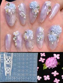 1pc Floral Silicone Nail Art Mold, High Relief Wedding Hydrangea Template, Reusable Gel Nail Stamping Tool, DIY Nail Salon Supplies - Clear - View 1