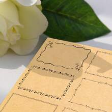 80pcs/10sheets Kraft Paper Stickers, Minimalist Frame Storage Label Stickers, Blank Writeable Adhesive Stickers - One Size - View 7