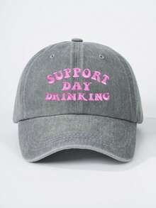 1pc Women's Embroidered "SUPPORT DAY" Washed Baseball Cap, Adjustable, Casual Sun Protection Hat Suitable For Valentine's Day, Spring/Autumn Travel, Versatile, Unisex Youth Y2K Style Sun Hat - Baseball Cap - View 31