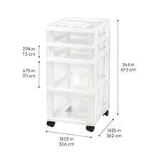 carrito organizador Carro de Plástico de Almacenamiento Rodante para Suministros de Aula para Manualidades Suministros de Arte Organizador r con Cajones para Piezas Pequeñas 4 Cajones Blanco - BlancoTransparente - Ver 3