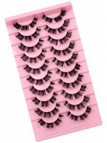 80pcs D-Curl Fluffy & Natural Looking Russian Volume Eyelashes, Segmented Lash Extension, Comes With Glue, Thick & Dramatic Elegant Style, DIY Home Use, Fashionable & Beautiful Eyelashes - D - View 2