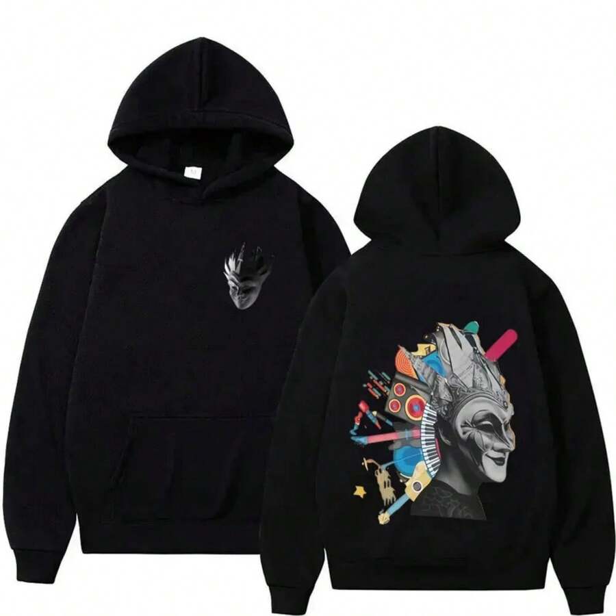 Hot Sa-Le Men's Sweatshirt Boris Brejcha Hoodies Hip Hop Pullover Aesthetic Casual Fashion Fleece Clo - 黑色1 - 查看 1