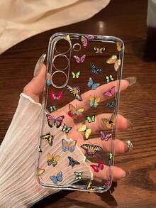 1pc Graceful Butterfly Soft Phone Case, Compatible With Huawei Honor, Redmi, MOTO, Galaxy A04e/12/A13/A14/A34/A50/A52/A53/A54/S21/S22/S23/S24/S25/S25Ultra/S25FE/S26/S26 PLUS/S26 ULTRA/S26 EDGE, 6A/7A/8A, 12T/13T/15T/15T Pro - Clear - View 2