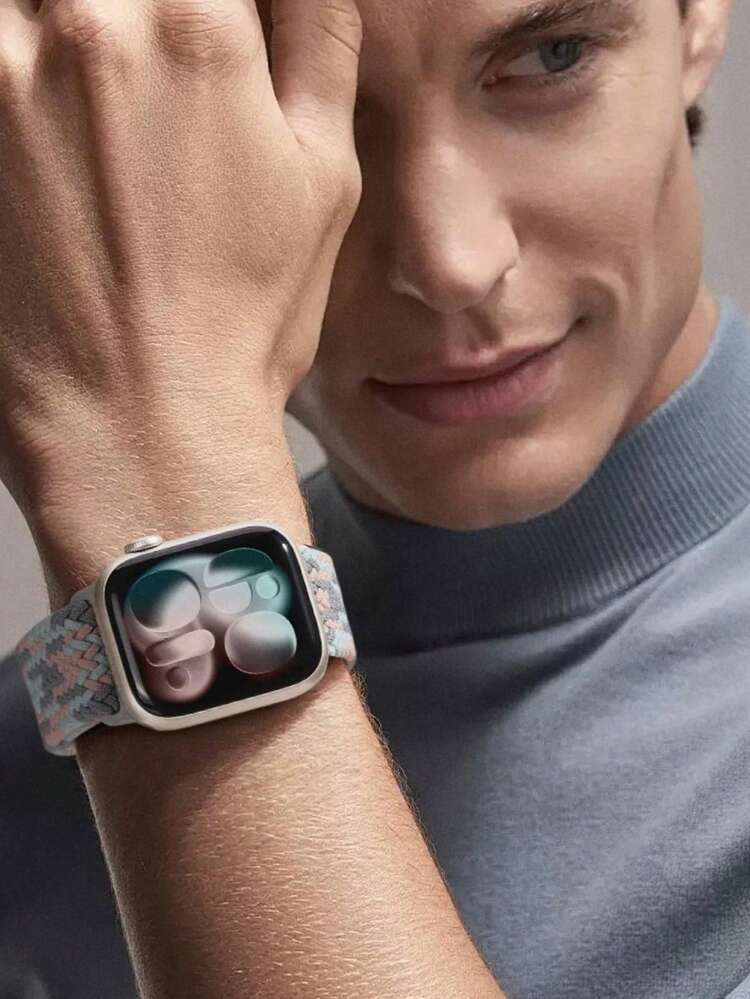 Alça Trançada Elástica Compatível com Apple Watch Band Ultra 49mm 45mm 44mm 46mm 42mm 41mm 40mm 38mm Homens Mulheres, Pulseiras Elásticas Trançadas de Náilon Macio Bandas de Substituição Compatíveis com Ultra 2 3, Séries 11/10/9/8/7/6/5/4/3/2/1 SE Como Presente para Estudantes Voltando à Escola - Multicolorido - Visão 8