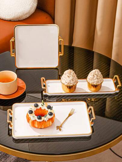 1个装豪华塑料托盘杯架长方形托盘，高端设计，适用于户外、派对、礼品、生日、露台等场合