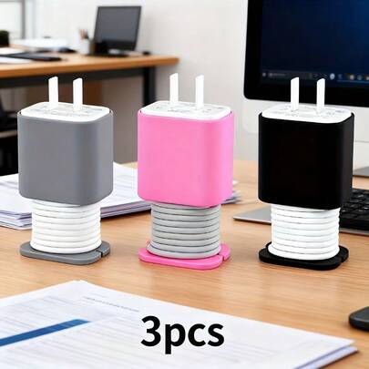 3-Piece Apple Silicone Charger Case With Multifunctional Data Cable Storage: High Quality, Anti-Fouling,  For Home And Business