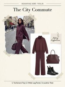 New Autumn/Winter Elegant Women's High-Neck Long-Sleeved Solid Color Fleece-Lined Warm Casual Pants With Double Pockets. Comfortable Fabric, Perfect For Wearing And Taking Photos, Showing Off Your Perfect Figure. - 玫紅色 - 查看 5