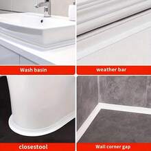 1pc/2pcs 1.5Inch White Floor Seal Sticker/Sealing Strip/ Waterproof Seal Tape Mold-Proof Tape Beautiful Seam Sealing Tape Waterproof Kitchen Joint Sealing Tape Bathroom Toilet Crack Seal Strip Wall Corner Line Sticker Waterproof Self-Adhesive Sealing Tape For Kitchen And Bathroom, Easy To Use - trắng - Xem 4