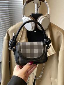 1 chiếc túi đeo vai hai màu dành cho thanh thiếu niên, cầm tay, có 6 màu để lựa chọn, phụ kiện thời trang cho các buổi đi chơi, có thể đựng tai nghe, tiền xu, son môi. - Phiên bản mini - Xem 14