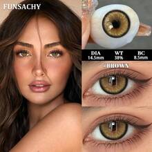 FUNSACHY 1 Pair Brown/Gray Natural Tone Disposable Lenses, Suitable For Natural Makeup - AUDREY-bROWN - View 4
