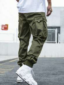 Fall/Winter Sweatpants: Street Style Casual Hip Hop Tapered Sweatpants - 軍綠色 - 查看 2