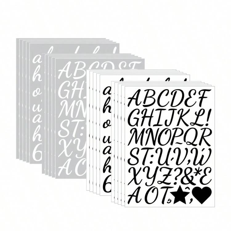 Bộ 10/20 miếng dán chữ thư pháp bằng vinyl, chữ cái và số tự dính màu vàng 2,5 cm, dùng để tự làm đồ trang trí sổ lưu niệm, bình nước, lọ, gia vị, đồ thủ công, hộp thư, v.v. - Nhiều màu - Xem 12