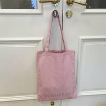 Burberry 1pc Classic Canvas Pink Cosmetic Bag, Large Capacity Lightweight Makeup Storage Handbag, Suitable For Daily Use, Travel And Home Organization, Minimalist College Style, Makeup Accessories - Watermelon Pink - View 6