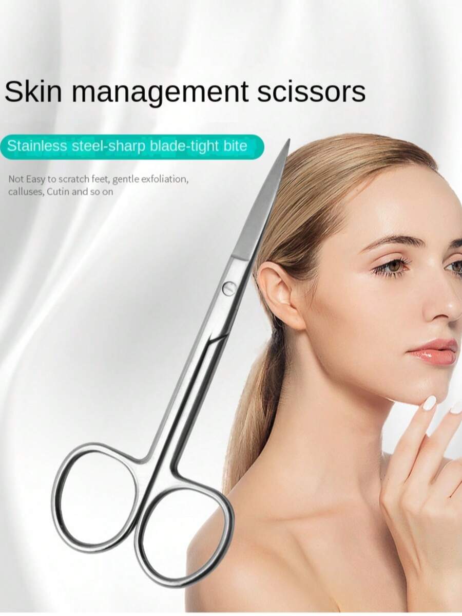 11.3cm Stainless Steel Eyebrow Scissors, Makeup Scissors For Eyebrow Trimming, Double Eyelid Tape Cutting, Makeup Artist Use, Household Gauze Scissors - Scissors - View 1