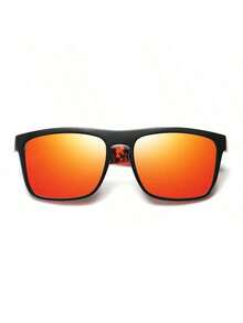 1副奢华彩色时尚眼镜，经典复古超大方形镜框，适合男士运动、钓鱼、驾驶、骑行、徒步旅行、户外活动（注意：不含眼镜盒） - 紅色 - 查看 2