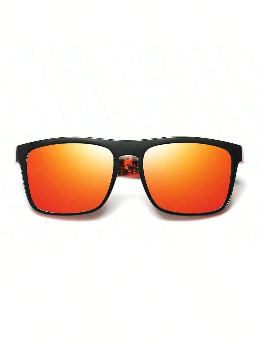 1副奢华彩色时尚眼镜，经典复古超大方形镜框，适合男士运动、钓鱼、驾驶、骑行、徒步旅行、户外活动（注意：不含眼镜盒）