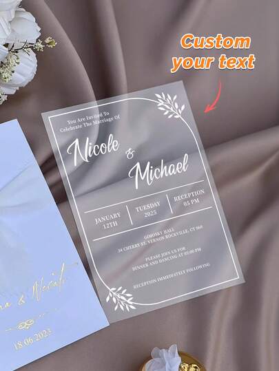 Invitaciones elegantes personalizadas para fiestas, invitaciones de boda de acrílico transparente minimalistas, invitaciones de boda de acrílico personalizadas, invitaciones para fiestas de boda, tarjetas decorativas de invitaciones de boda personalizadas, recuerdos de invitaciones de boda personalizadas, boda, Día de San Valentín boda