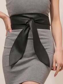 1pc Women's Elegant Versatile Waist Belt, Soft Luxurious Bowknot Waist Cincher, Dress Waist Strap - A - View 3