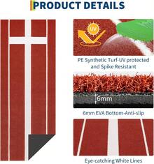 Dragonpad 10x3 Ft Professional Softball Pitching Mat - All-Weather Practice Mat With Rubber & UV-Resistant Turf For Indoor/Outdoor Training - Red - View 3