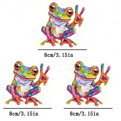 1 pieza/2 piezas/3 piezas Pegatinas de transferencia de calor de rana divertida, lavables y planchables, adecuadas para camisetas DIY, sudaderas, sudaderas, vaqueros, mochilas, almohadas, decoraciones navideñas