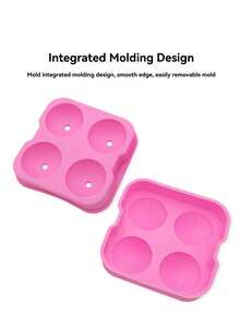 四格冰球模具，四格冰块托盘，带盖威士忌冰模，可重复使用硅胶冰块托盘，创意速冻冰块模具 - 彩色 - 查看 5