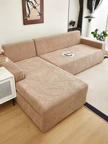 غطاء أريكة مطاطي بنمط ورقي واحد قطعة، غطاء أريكة مقاوم للغبار مصنوع من البوليستر بطراز شمالي حديث، مضاد للانزلاق وسميك، مناسب لأريكة من 1/2/3/4 مقاعد، خاص لديكور الأريكة في فصلي الخريف والشتاء، غطاء وسادة غير مشمول - كاكي - مشاهدة 1