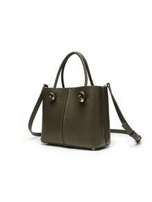 2026新款黑色迷你都市水桶包，时尚百搭高端女士单肩斜挎包 - 墨綠色 - 查看 2