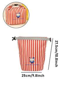 时尚通勤彩色条纹收纳袋，卡通杂物整理袋，大容量便携旅行化妆品洗漱包，方便外出旅行衣物内衣隔离袋，旅行贴身衣物收纳袋，多功能密封扣保温午餐包，药品收纳袋午餐盒保冷袋防水野餐户外野餐包女士午餐包学习用品露营必备 - 彩色 - 查看 17