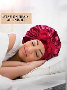 1 chiếc mũ ngủ lụa dành cho nữ, cỡ lớn, có dây thun điều chỉnh được, phù hợp với tóc xoăn hoặc tóc tết. - Nhiều màu - Xem 7
