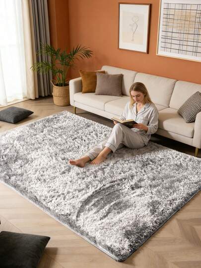 1pc Brand New Shiny Silver-Gray Long Plush Living Room Carpet, Suitable For European, Minimalist, Modern Living Room / Bedroom Soft Furnishings. Fluffy Plush Carpet, Comfortable And Skin-Friendly Large Size Home Leisure Soft Carpet For Bedroom, Room Decor Aesthetic Carpet, Solid Color Home Decor, Holiday Party Christmas Valentine's Day Spring Festival Decoration Carpet, Living Room Bedroom Study Room Hallway Carpet, Soundproof And Easy To Maintain, Suitable For All Seasons
