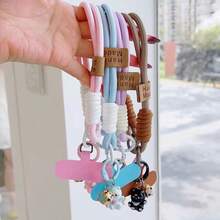 Cute Thin Rope 1pc Cute Cat Pendant Face Short Wrist Strap Cartoon Pendant Hanging Chain Hanging Decoration Mobile Phone Hanging Rope Fixed Clip Phone Case Hanging Rope Key Chain ID Card Small Bag Wrist Strap Outdoor Travel Sports Handbag Hanging Rope With Clip Spring Gift Birthday - Multicolor - View 2