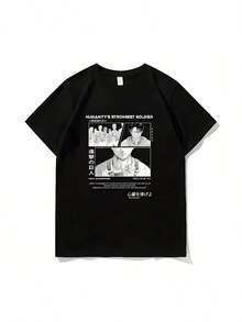 COOL SUMMER Attacks Ons Titans TShirt Men Men Cottonsss Plus Size ONeck Streetwear Japanese Anime Printed Casual Oversized Unisex Tees Summer - màu đen - Xem 1