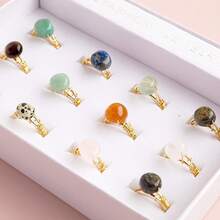 12pcs Natural Crystal Amethyst Raw Stone Ring Box Quartz Minerals Jewelry Quartz Women Fashion Ring Reiki Healing Jewelry Mother's Day Gift - 12-piece Ring Set - View 6