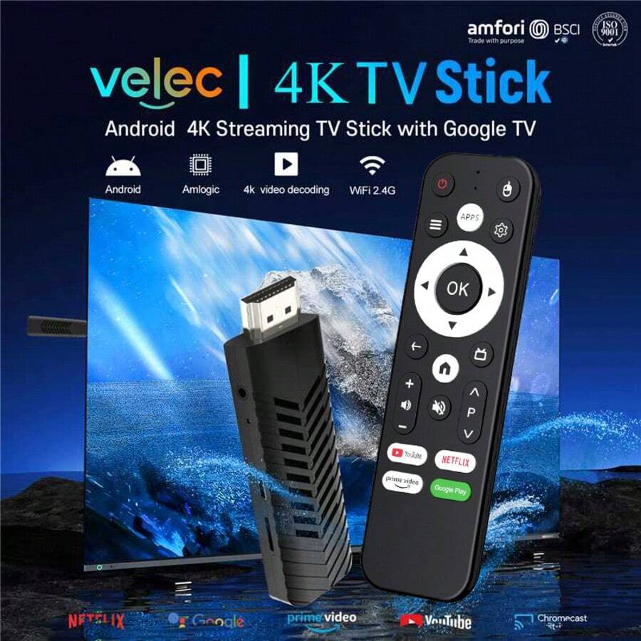 I96 D10 TV Stick , Portable Streaming Media Player HD Playback 4K HDR Quad Core 64 Bit Android TV, 2.4G WIFI ,For Android TV Stick , 4K HD Streaming Device For TV And Projector - Black - View 1